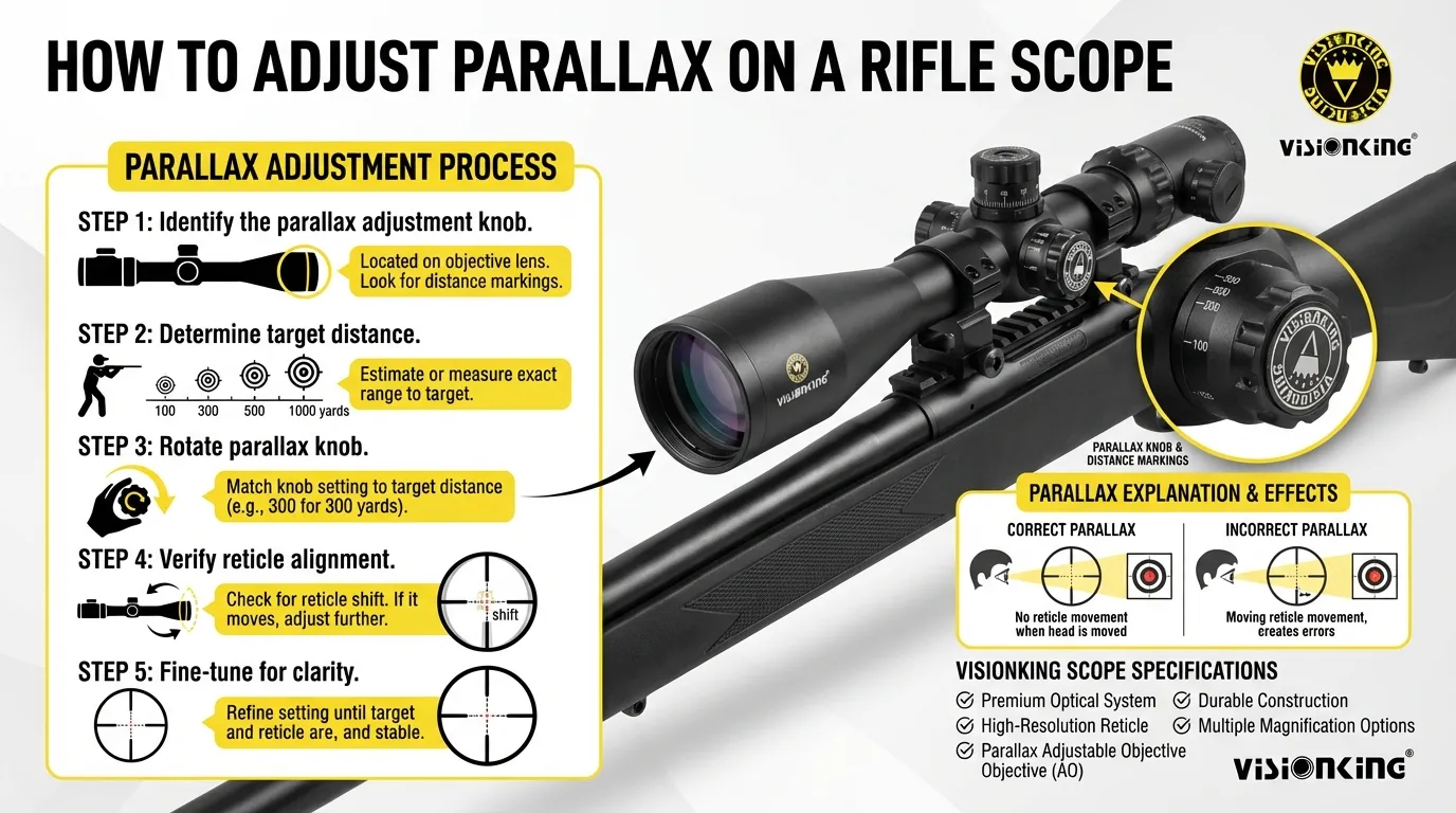 wie man Parallaxe an einem Zielfernrohr einstellt